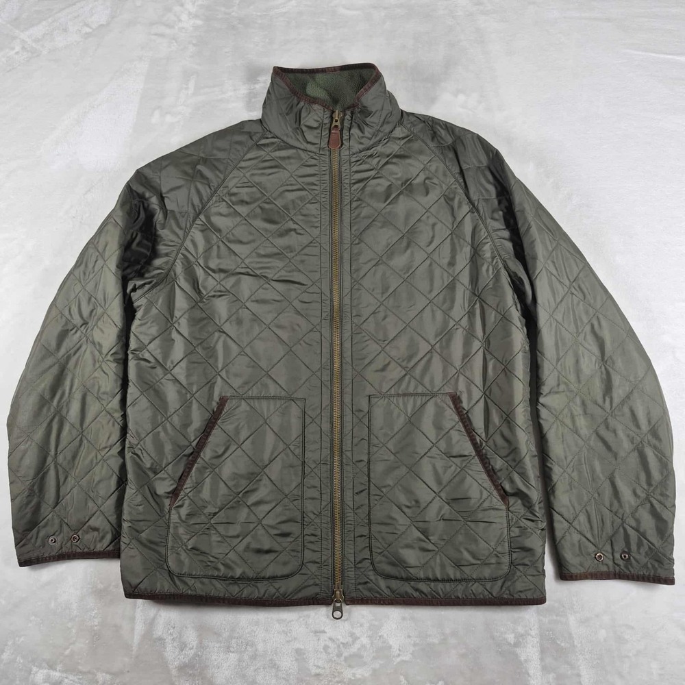 Vintage Polo Ralph Lauren Quilted Jacket Men's XL Olive Green Fleece Full Zip
